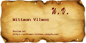 Wittman Vilmos névjegykártya